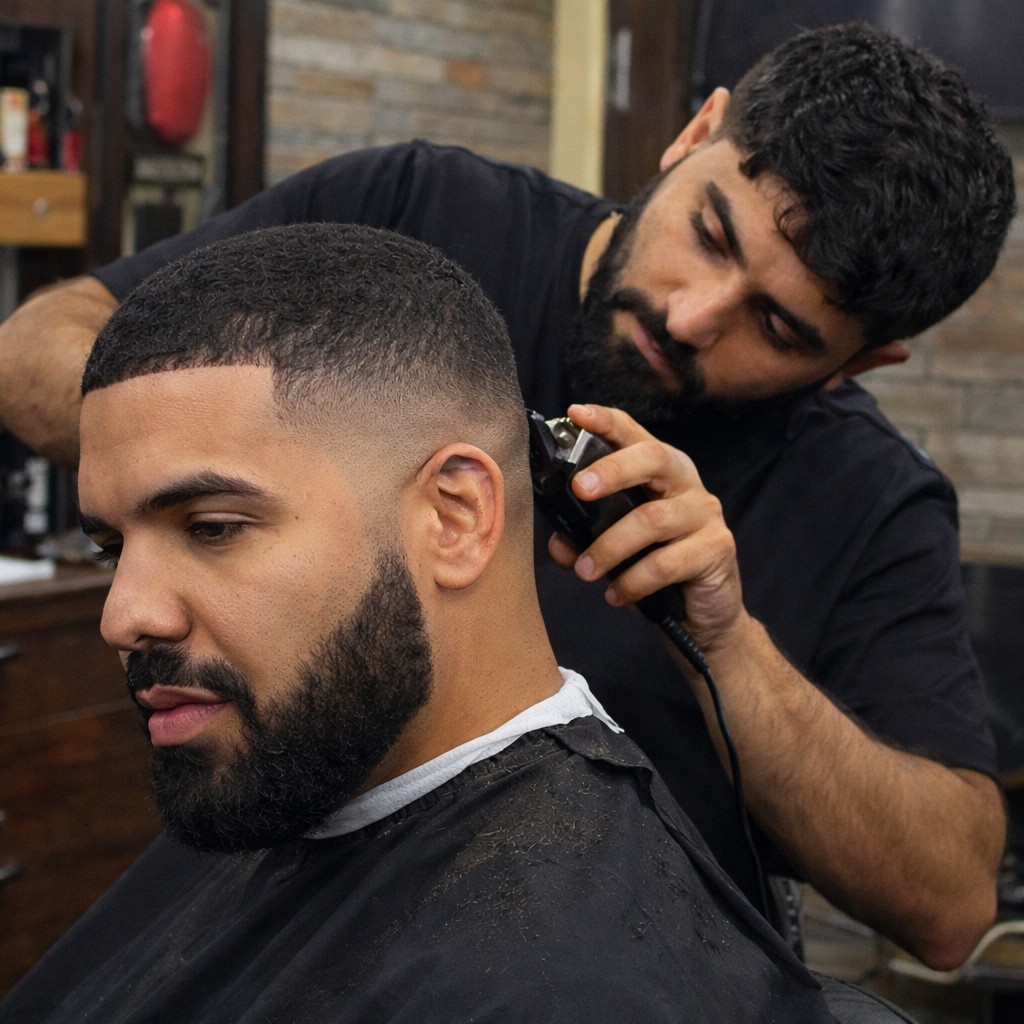 Barber bei der Arbeit an einem markanten Look