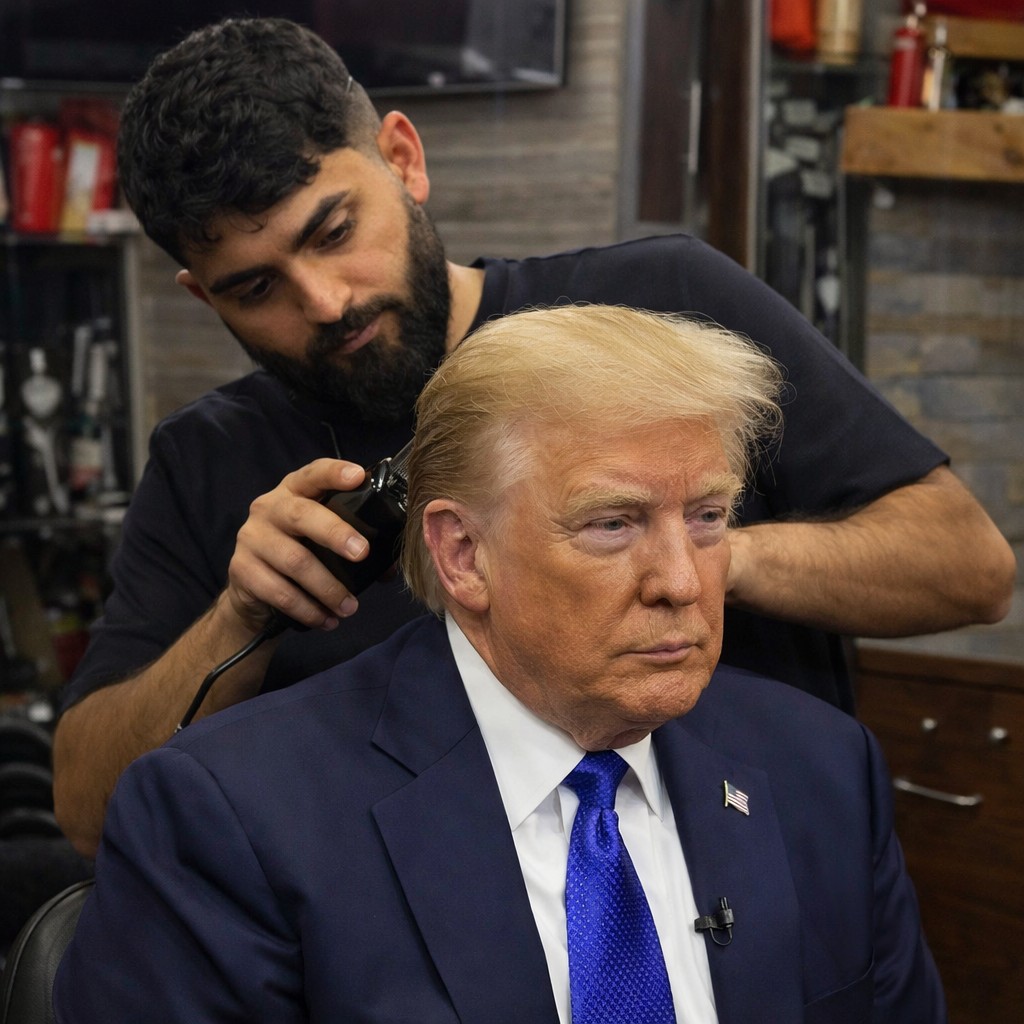 Gast mit markantem Look nach dem Haarschnitt